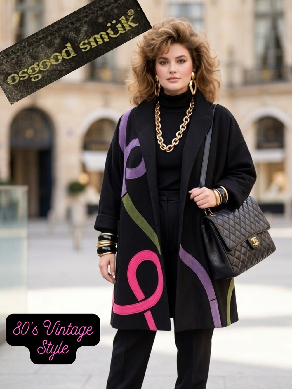 Vintage OSGOOD SMÜK Women’s Wool Swing Coat 80s Wearable Art Suede Jacket OSFM